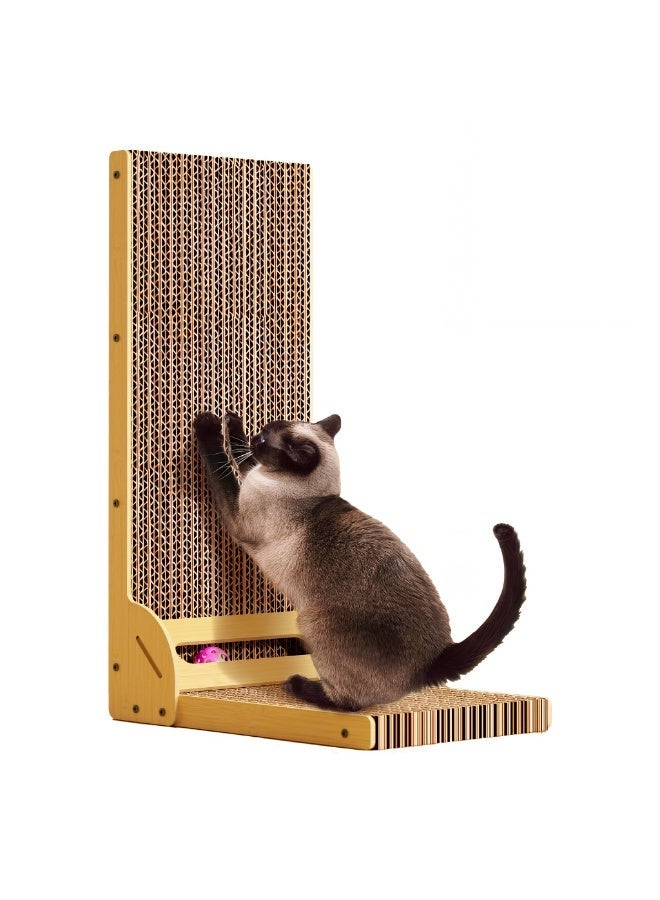 L-Shape Cat Scratcher Cardboard – Large Cat Scratching Board & Scratch Pad for Indoor Cats, Furniture Protector Cat Scratch Post - Image 1